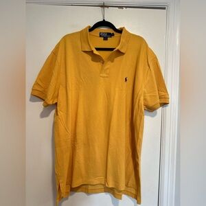 VTG Y2K POLO RALPH LAUREN Sz:XXL Pique Yellow/Orange Cotton Polo Shirt.